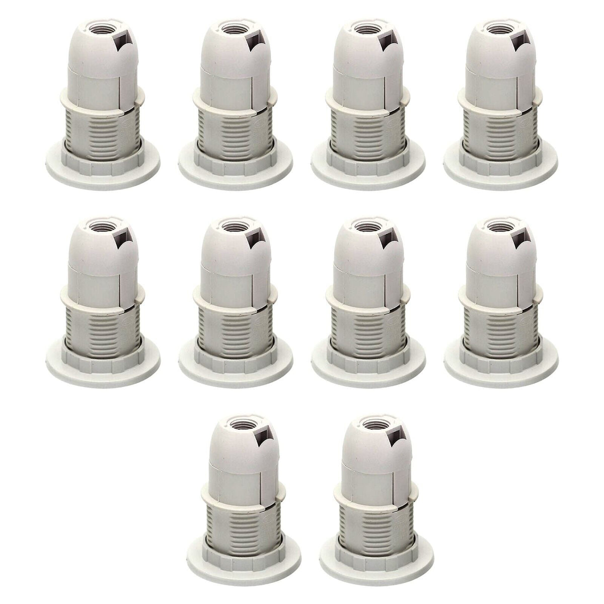 E14 Lamp Holder or E27 Holder with Cord Grip – Black or White - E14, White, Pack of 10