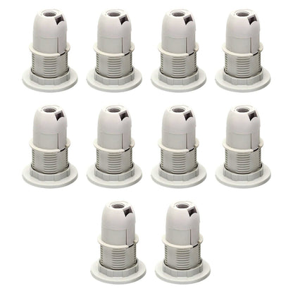 E14 Lamp Holder or E27 Holder with Cord Grip – Black or White - E14, White, Pack of 10