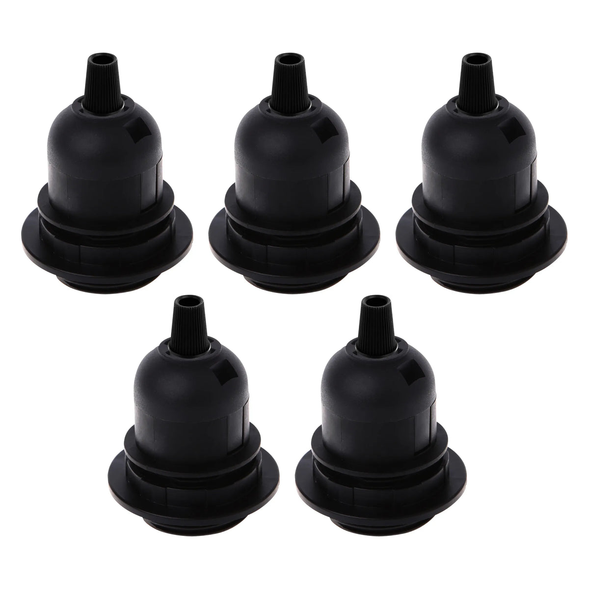 E14 Lamp Holder or E27 Holder with Cord Grip – Black or White - E27 with Cord Grip, Black, Pack of 5