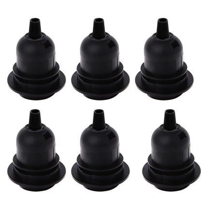 E14 Lamp Holder or E27 Holder with Cord Grip – Black or White - E27 with Cord Grip, Black, Pack of 6