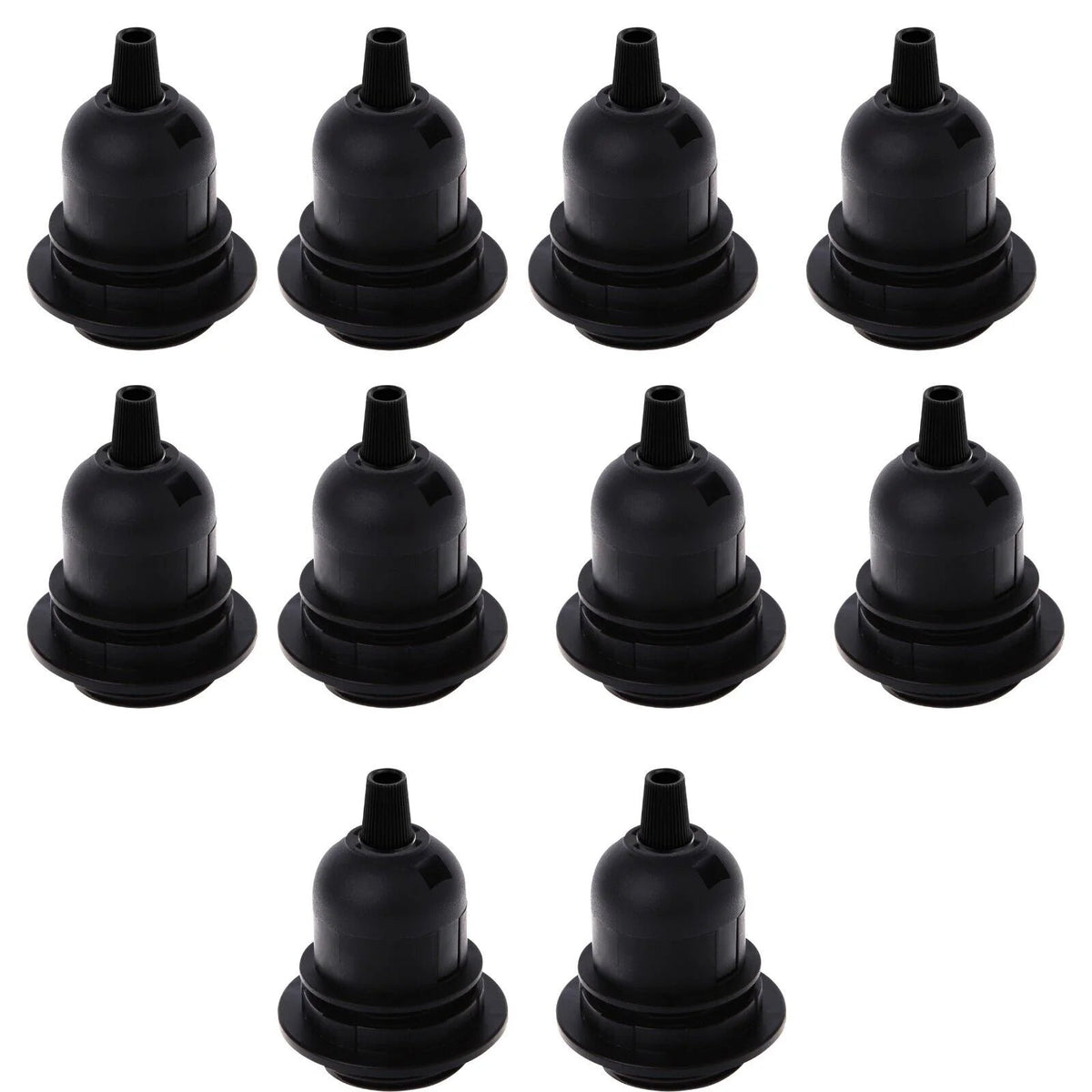 E14 Lamp Holder or E27 Holder with Cord Grip – Black or White - E27 with Cord Grip, Black, Pack of 10