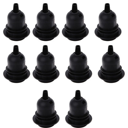 E14 Lamp Holder or E27 Holder with Cord Grip – Black or White - E27 with Cord Grip, Black, Pack of 10