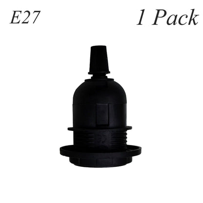 E14 Lamp Holder or E27 Holder with Cord Grip – Black or White - E27 with Cord Grip, Black, Single
