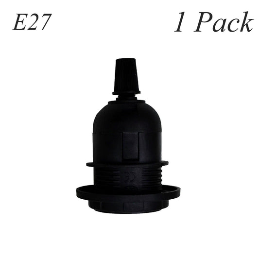 E14 Lamp Holder or E27 Holder with Cord Grip – Black or White - E27 with Cord Grip, Black, Single