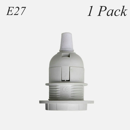 E14 Lamp Holder or E27 Holder with Cord Grip – Black or White - E27 with Cord Grip, White, Single
