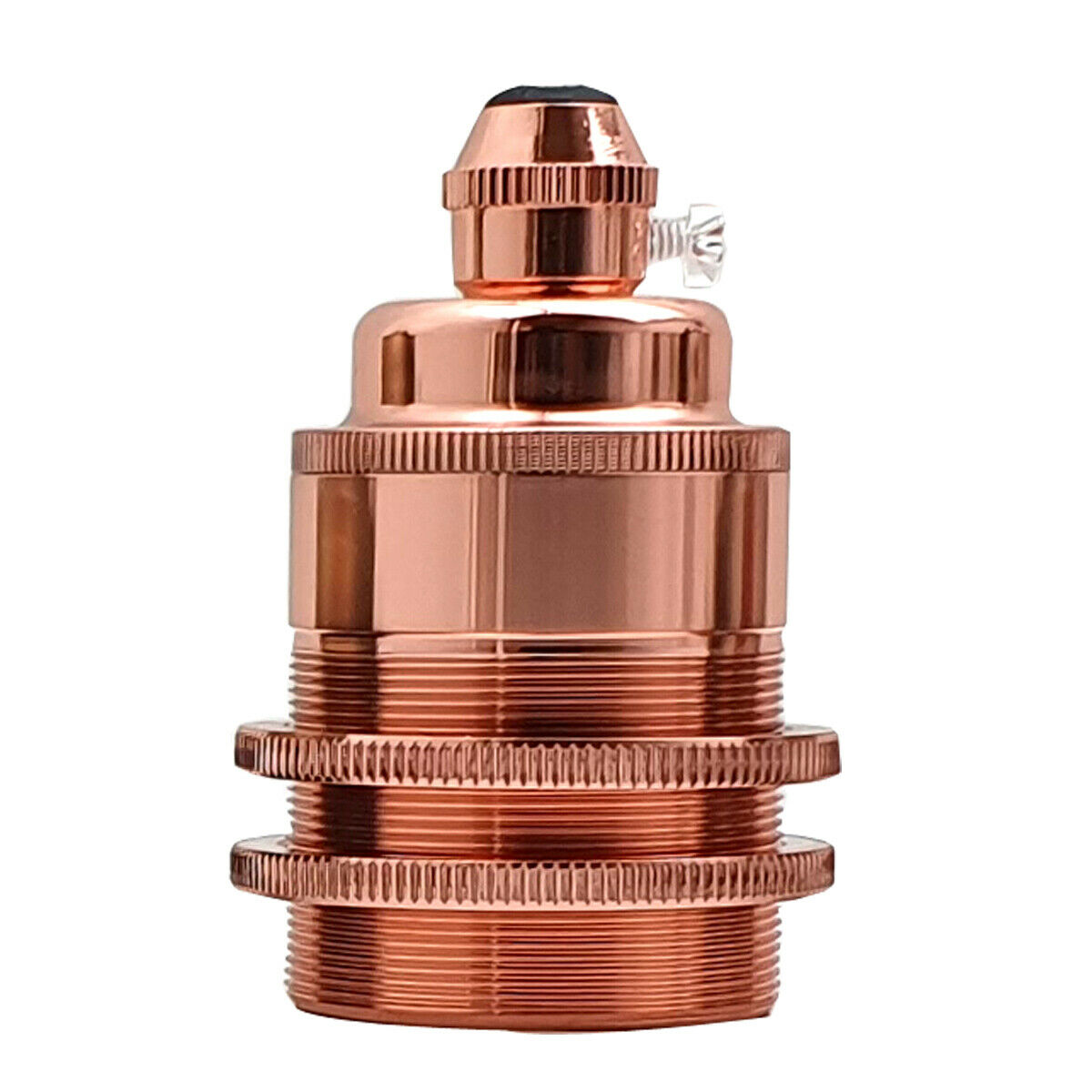 Ringed E27 Lamp Holder 10.5 cm – Rose Gold, Nickel or Brass - Rose Gold, Holder Only, Single