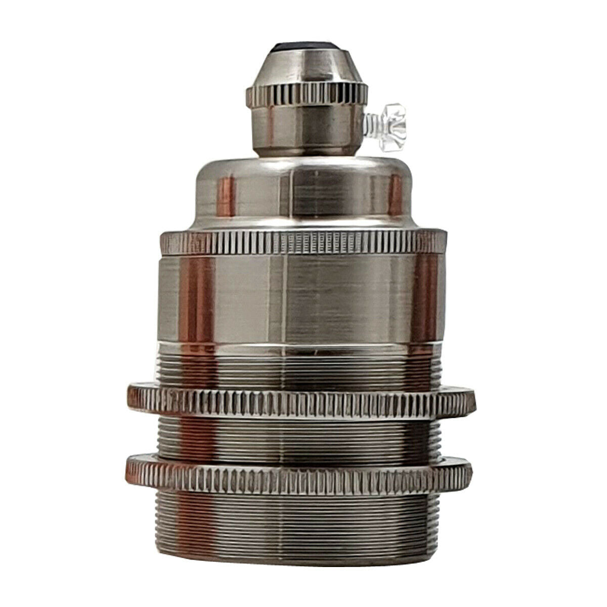 Ringed E27 Lamp Holder 10.5 cm – Rose Gold, Nickel or Brass - Satin Nickel, Holder Only, Single