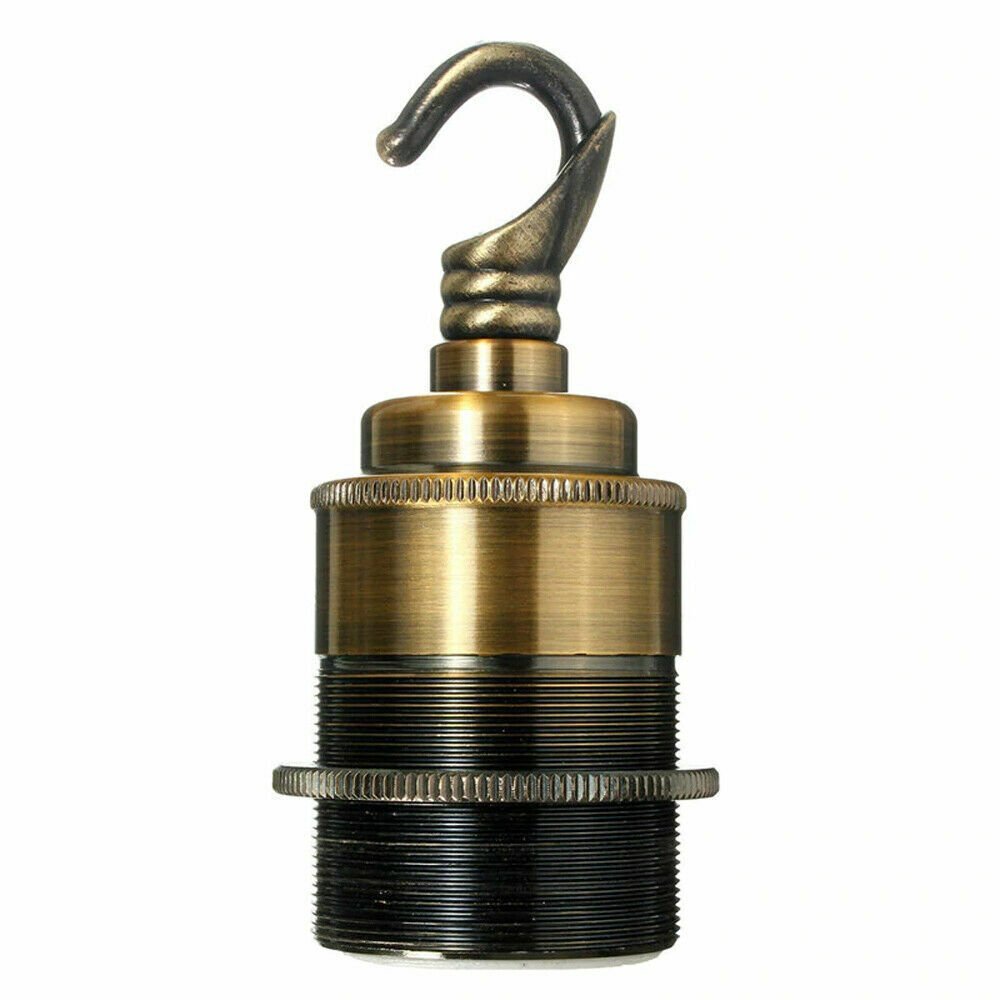 Ringed E27 Lamp Holder 10.5 cm – Rose Gold, Nickel or Brass - Yellow Brass, Holder with Hook, Single