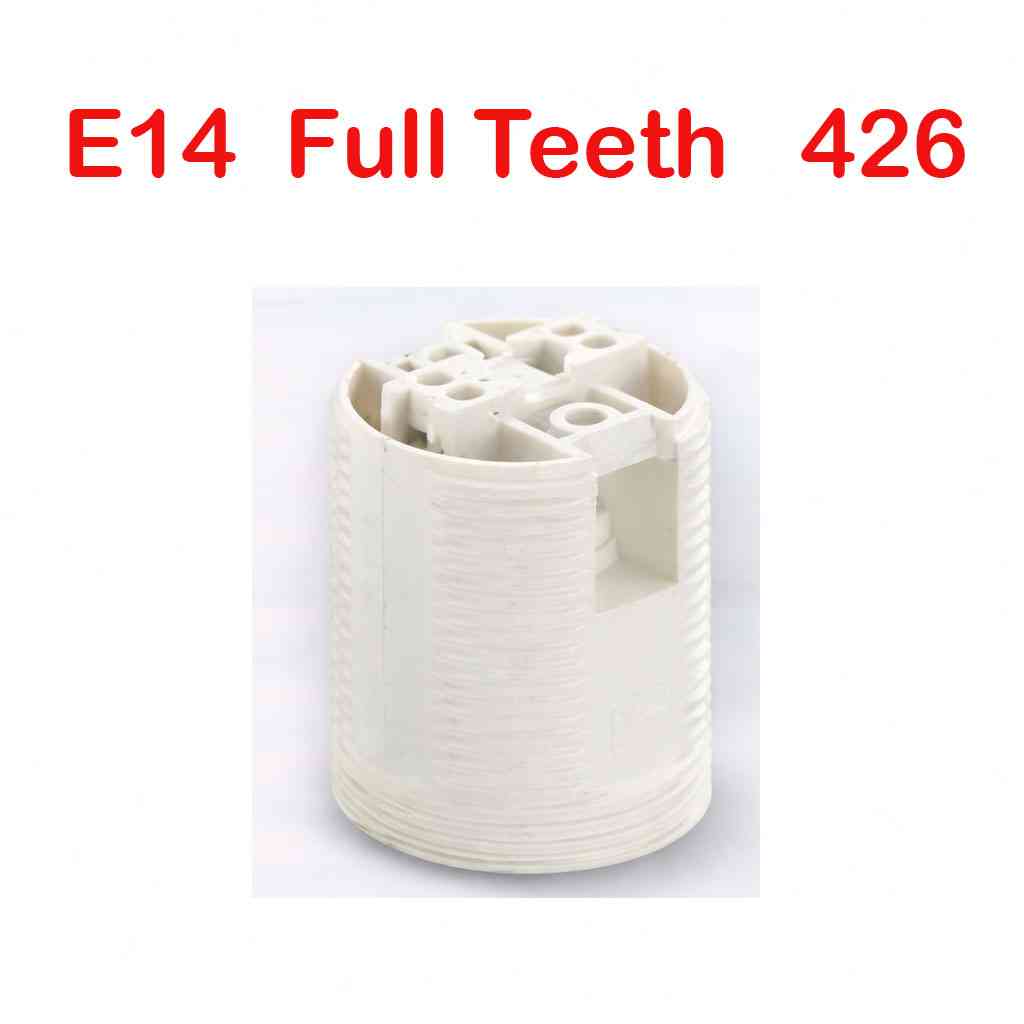 Plastic E14 / E27 Lamp Holder – Full or Half Thread, Black or White - White, E14 Full Thread, Single