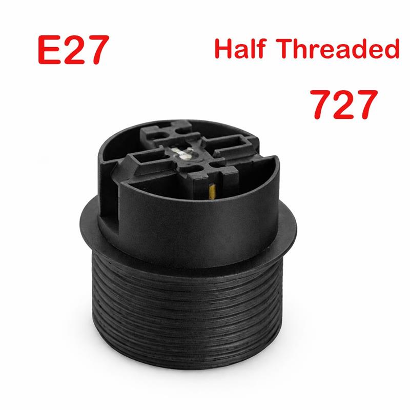 Plastic E14 / E27 Lamp Holder – Full or Half Thread, Black or White - Black, E27 Half Thread, Single