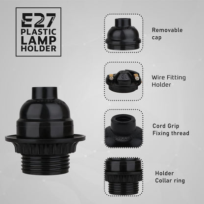 Black Bakelite E27 Lamp Holder with Shade Ring – 5.5 cm - photo 4