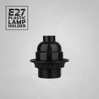 Black Bakelite E27 Lamp Holder with Shade Ring – 5.5 cm