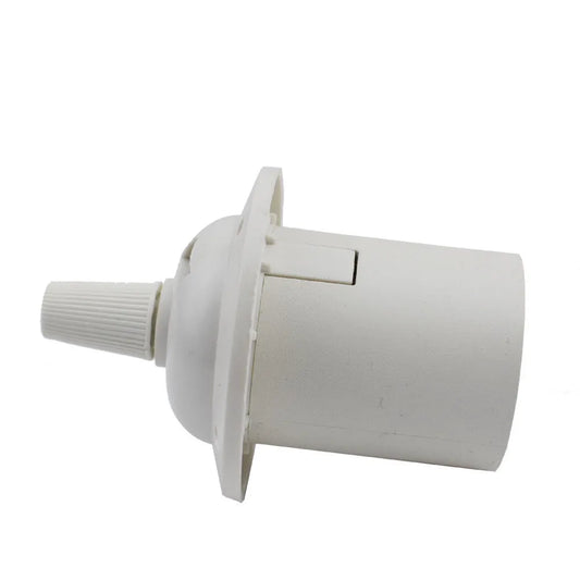 White Plastic E27 Pendant Lamp Holder with Cord Grip - photo 2