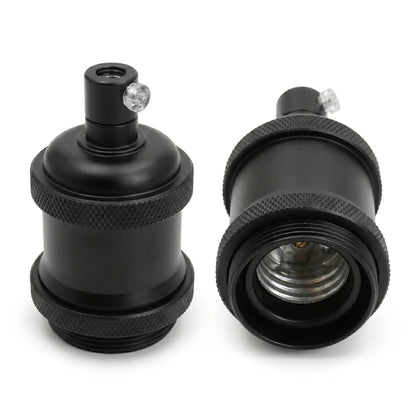Vintage Knurled E27 Lamp Holder with Shade Ring – 11 Finishes - Standard, Matt Black, Single