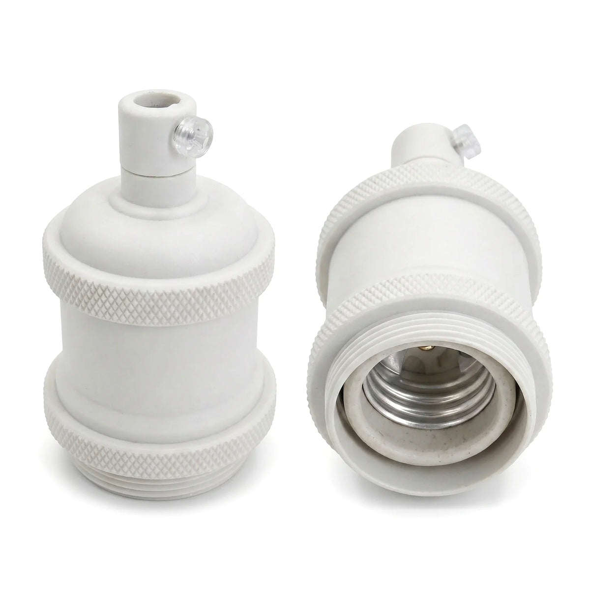 Vintage Knurled E27 Lamp Holder with Shade Ring – 11 Finishes - Standard, White, Single