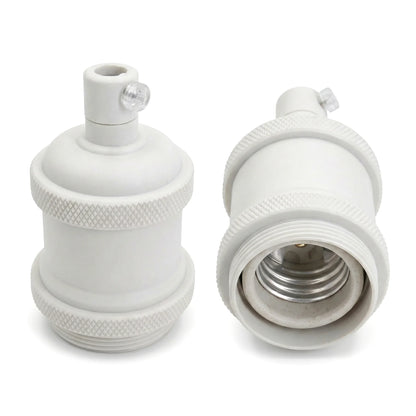 Vintage Knurled E27 Lamp Holder with Shade Ring – 11 Finishes - Standard, White, Single