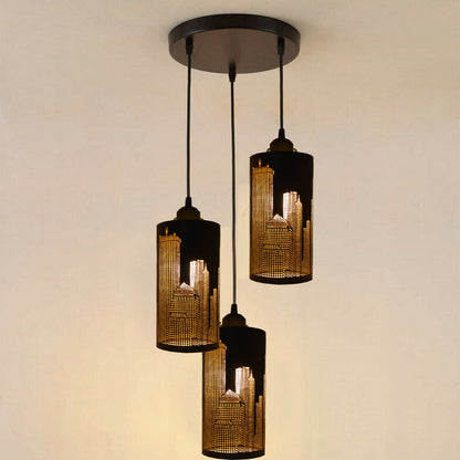 3 Light Cluster Pendant – Cones, Domes, Cylinders or Crystal Globes - photo 2