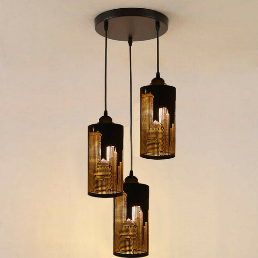 3 Light Cluster Pendant – Cones, Domes, Cylinders or Crystal Globes - photo 2
