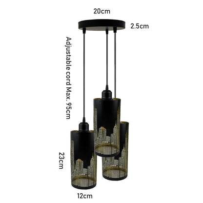 3 Light Cluster Pendant – Cones, Domes, Cylinders or Crystal Globes - photo 3