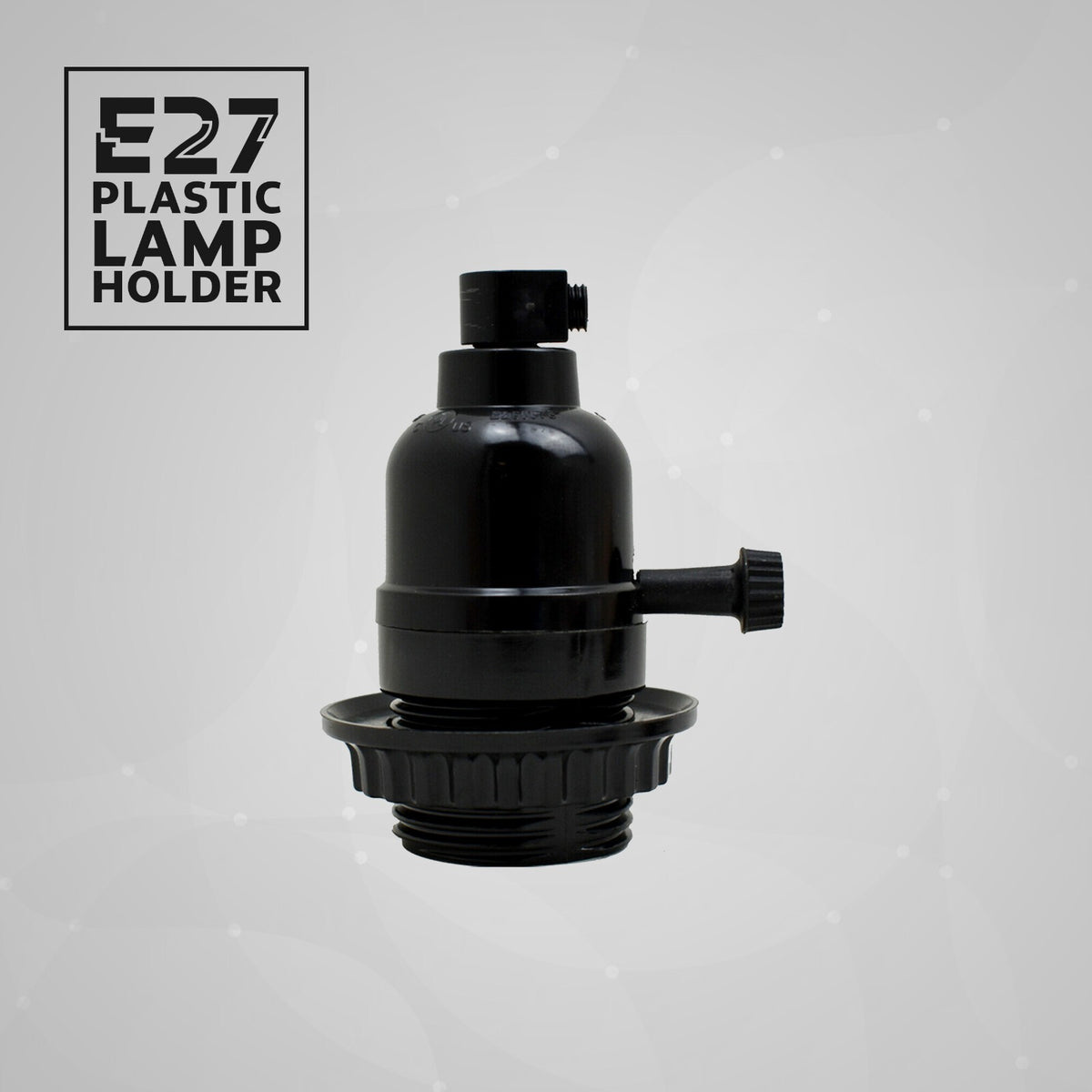 Switched E27 Lamp Holder with Shade Ring – Black Bakelite - Pack of 3, Standard, Black