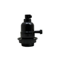 Switched E27 Lamp Holder with Shade Ring – Black Bakelite - Single, Standard, Black