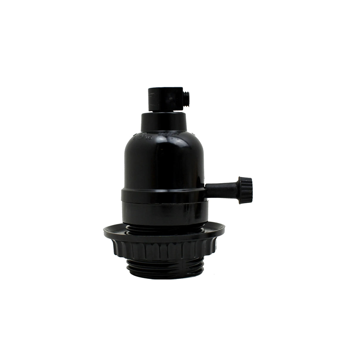Switched E27 Lamp Holder with Shade Ring – Black Bakelite - Single, Standard, Black