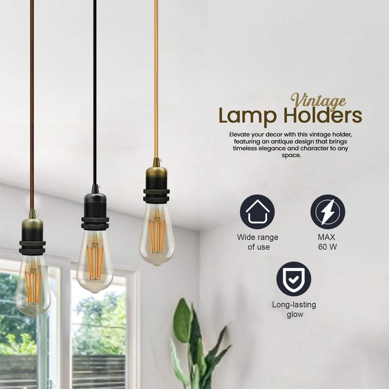 E27 Metal Lamp Holder with Cord Grip – Copper or Rose Gold, 60W - photo 3