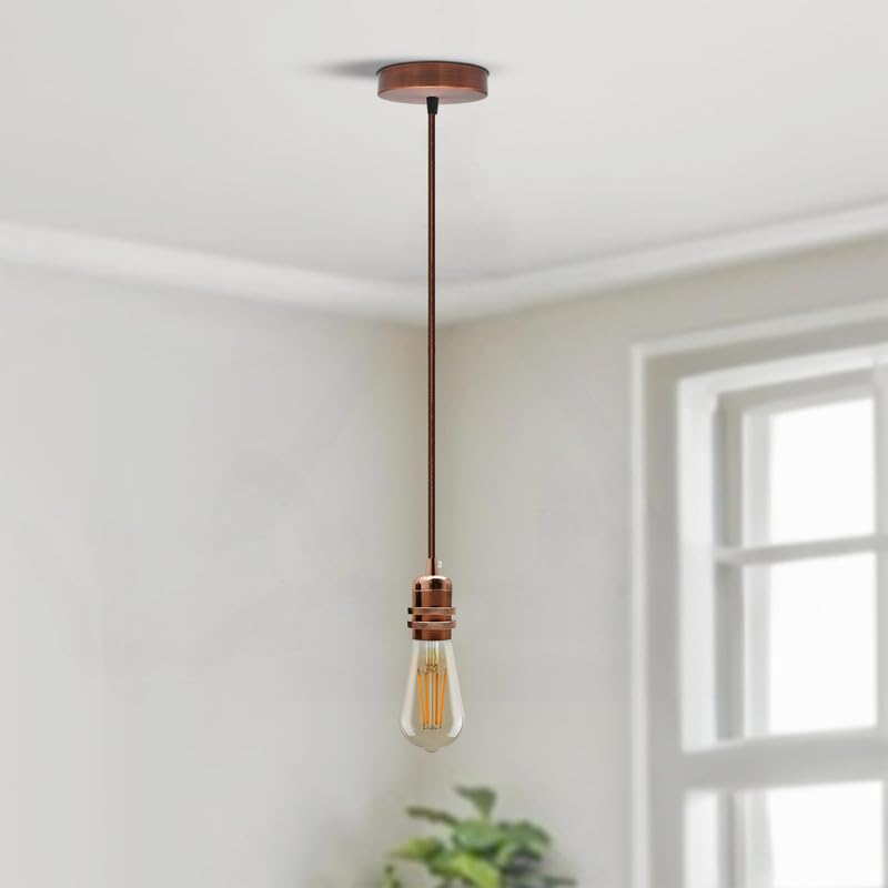 E27 Metal Lamp Holder with Cord Grip – Copper or Rose Gold, 60W - photo 4