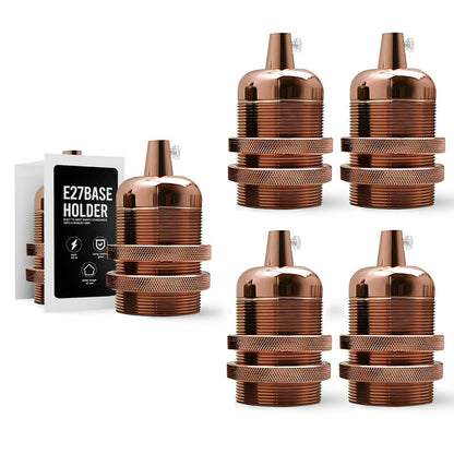 E27 Metal Lamp Holder with Cord Grip – Copper or Rose Gold, 60W - Rose Gold, Pack of 5, Standard