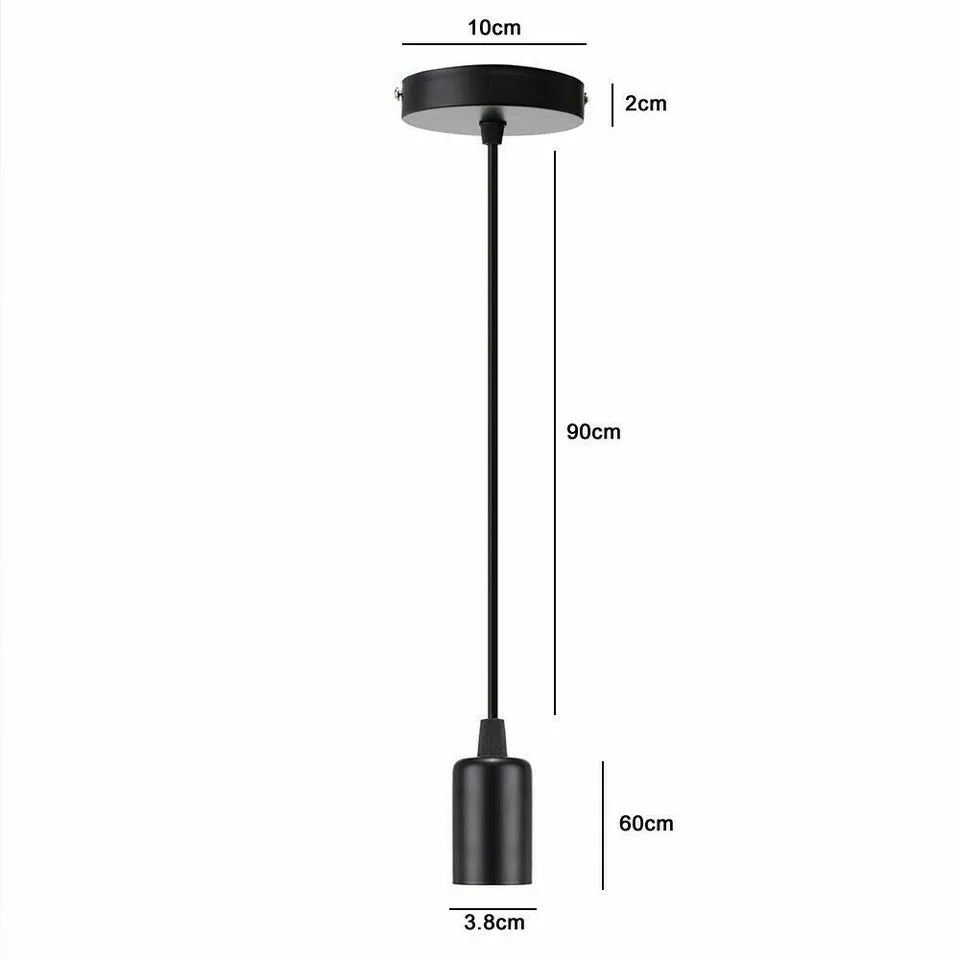 Metal E27 Pendant Light Set – Adjustable Cable, Chrome or Satin Nickel - photo 5