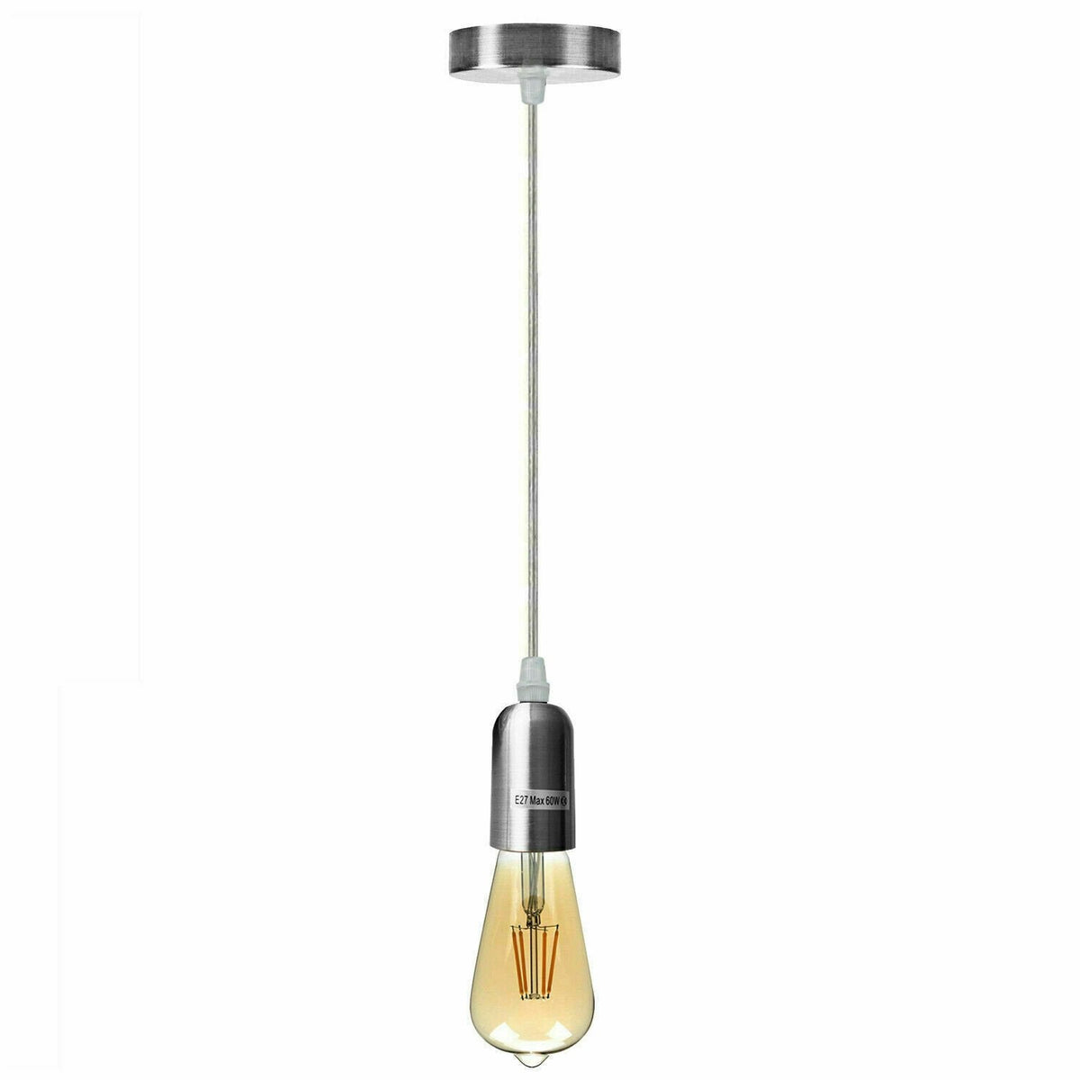Metal E27 Pendant Light Set – Adjustable Cable, Chrome or Satin Nickel - photo 6