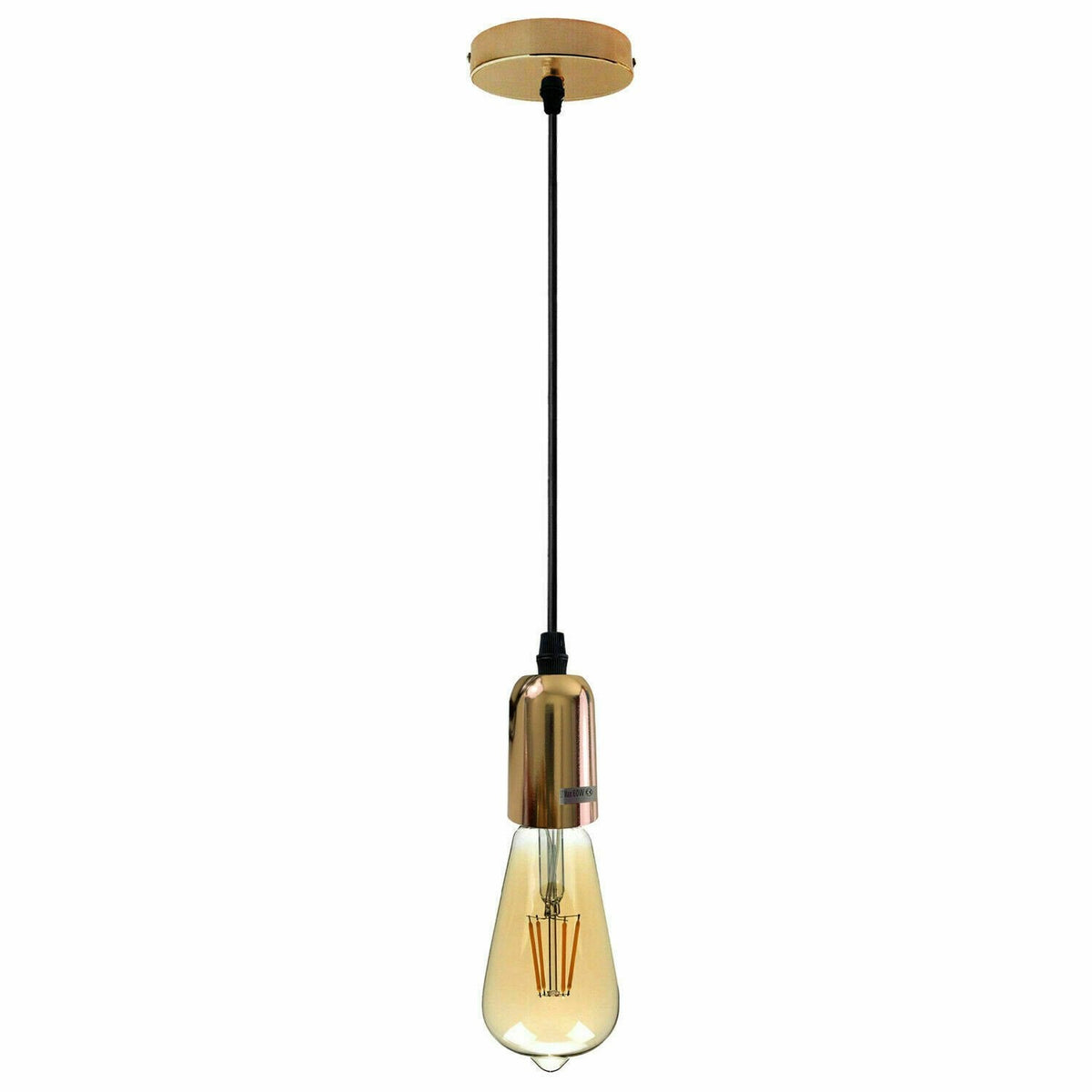Pendant Light Fitting – E27 Metal Holder, 4 Finishes - Copper, No Shade, Without Bulb