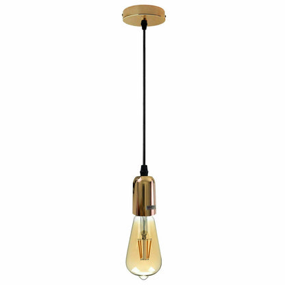 Pendant Light Fitting – E27 Metal Holder, 4 Finishes - Copper, No Shade, Without Bulb