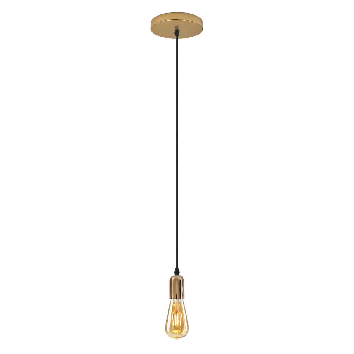 Pendant Light Fitting – E27 Metal Holder, 4 Finishes - French Gold, No Shade 120 mm Rose, Without Bulb