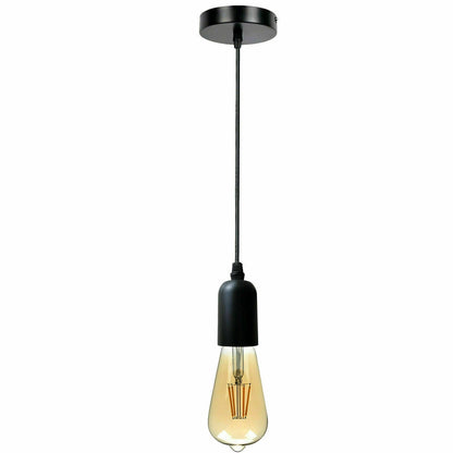 Pendant Light Fitting – E27 Metal Holder, 4 Finishes - Matt Black, No Shade, Without Bulb