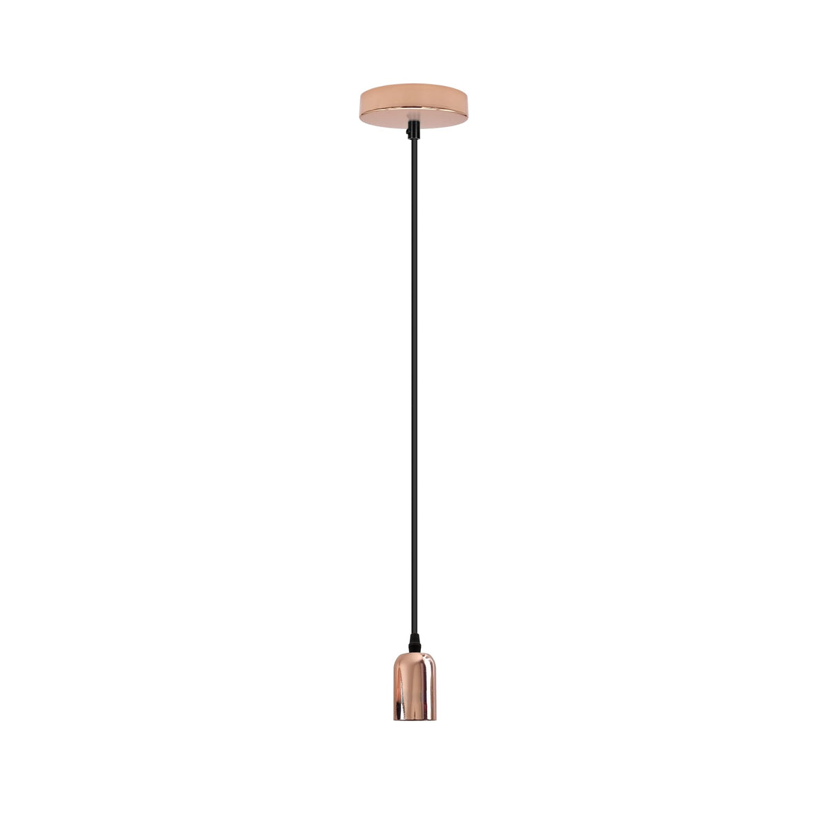 Pendant Light Fitting – E27 Metal Holder, 4 Finishes - Rose Gold, No Shade 120 mm Rose, Without Bulb