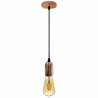 Pendant Light Fitting – E27 Metal Holder, 4 Finishes - Rose Gold, No Shade, Without Bulb