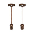 Copper Pendant Light Fitting – Pack of 2, Ribbed Holders, E27 - Copper, Pack of 2, ST64 Bulb