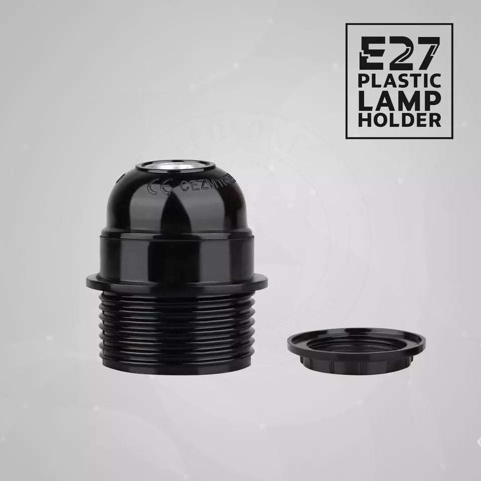 Black E27 or E14 Lamp Holder with Collar Ring – Optional Cord Grip - photo 5