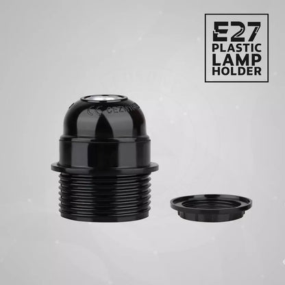 Black E27 or E14 Lamp Holder with Collar Ring – Optional Cord Grip - photo 5