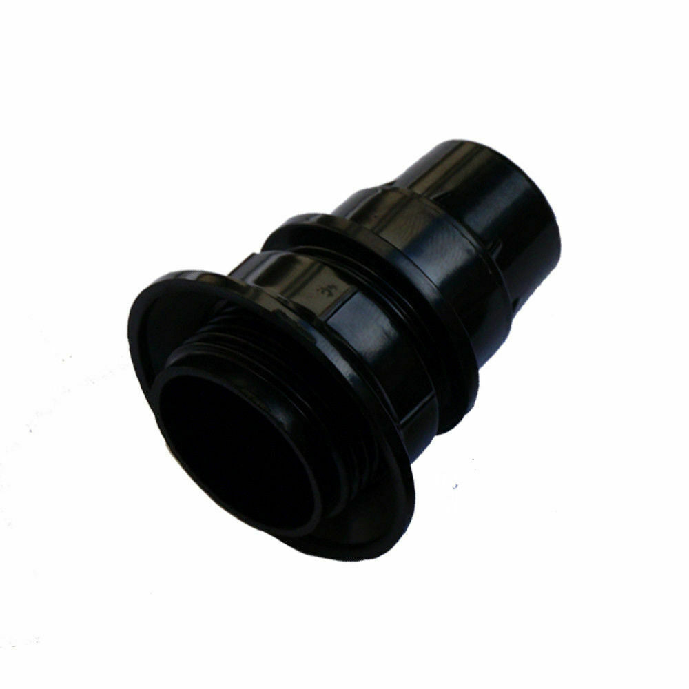 Black E27 or E14 Lamp Holder with Collar Ring – Optional Cord Grip - Single, E14, Black