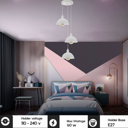 3-Light Cluster Pendant – Coloured Holders & Shades, Plate or Bar - photo 2