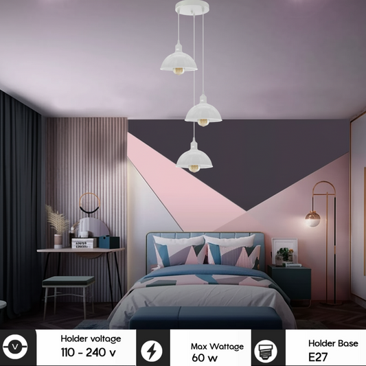 3-Light Cluster Pendant – Coloured Holders & Shades, Plate or Bar - photo 2