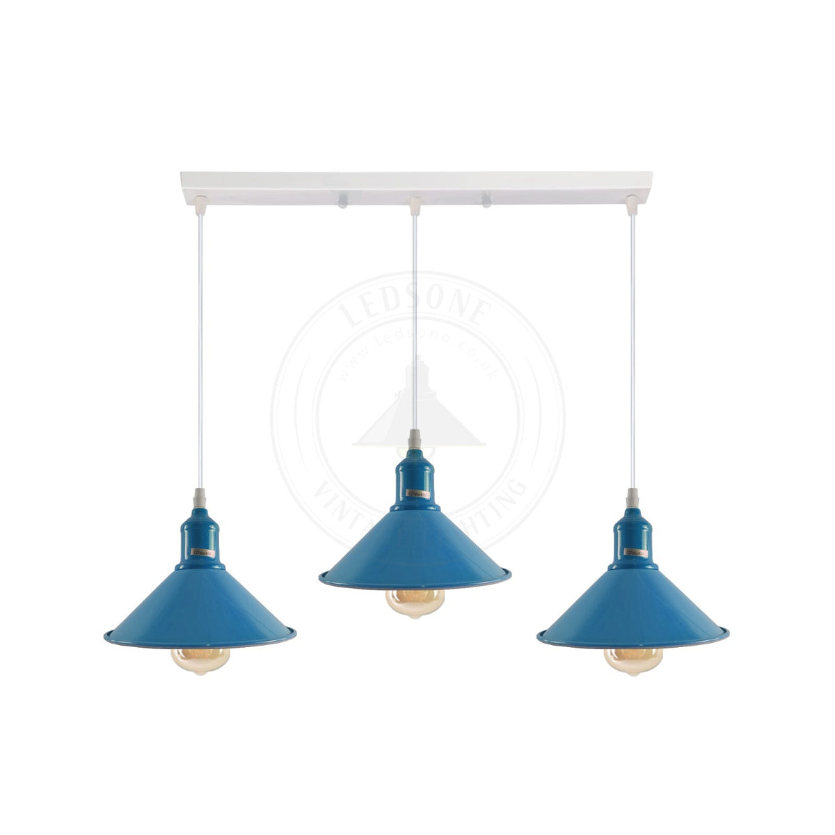 3-Light Cluster Pendant – Coloured Holders & Shades, Plate or Bar - photo 35