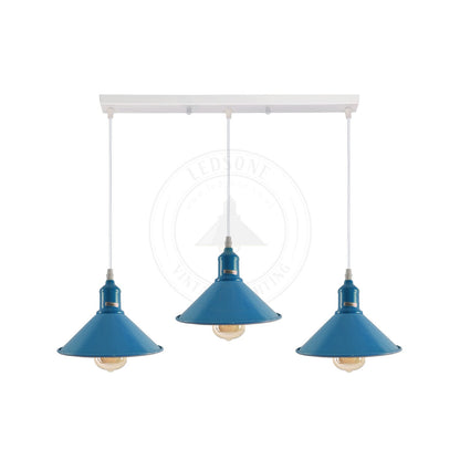 3-Light Cluster Pendant – Coloured Holders & Shades, Plate or Bar - photo 35