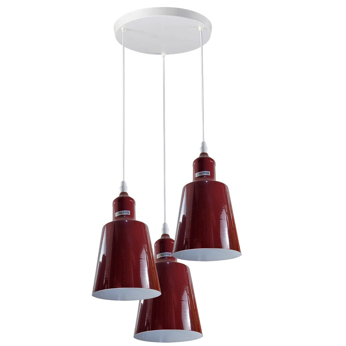 3-Light Cluster Pendant – Coloured Holders & Shades, Plate or Bar - photo 8