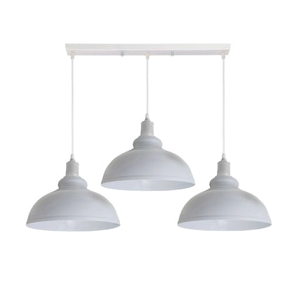 3-Light Cluster Pendant – Coloured Holders & Shades, Plate or Bar - White, Curvy 29 cm White, Without Bulb