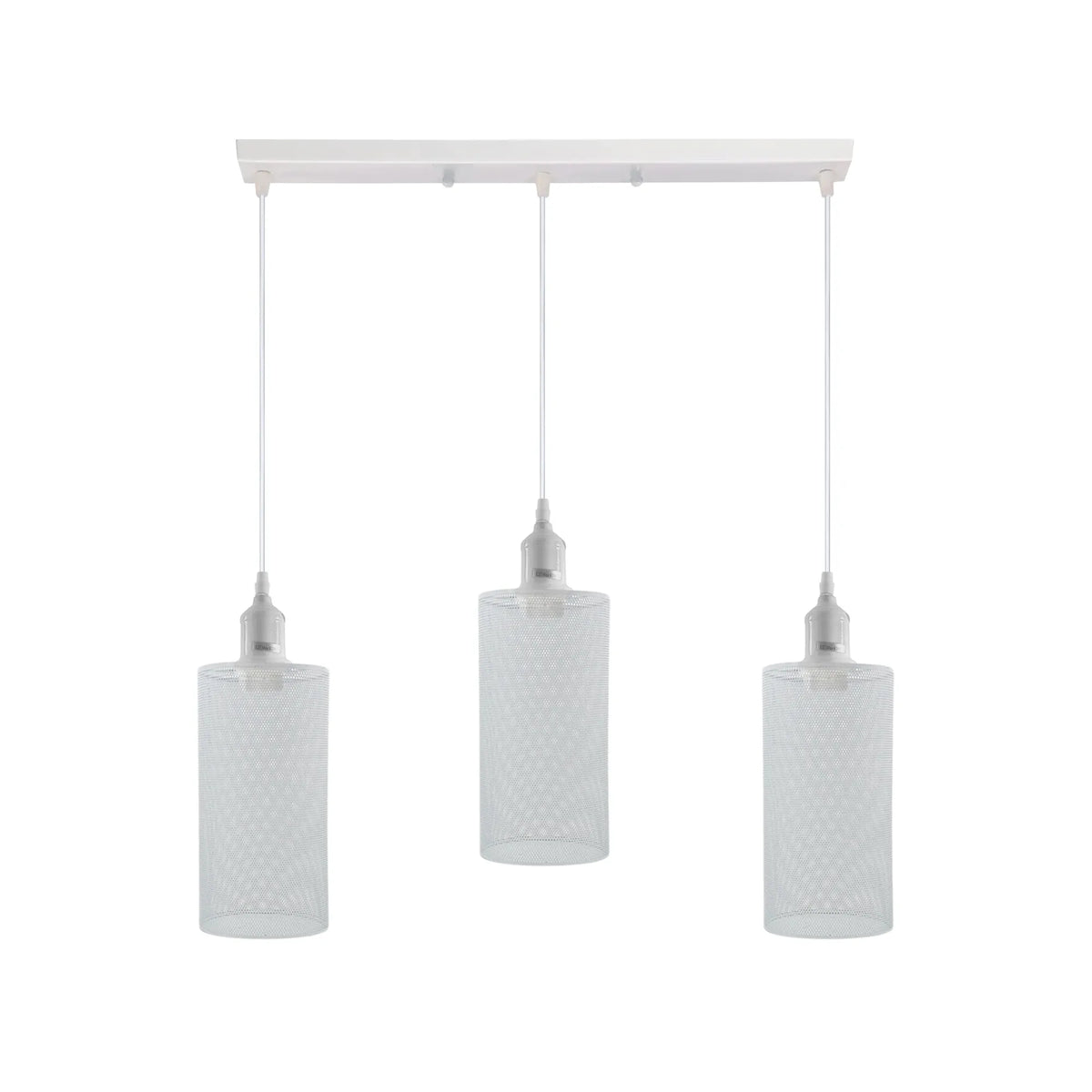 3-Light Cluster Pendant – Coloured Holders & Shades, Plate or Bar - White, Drum Style 5 White 500 mm Rose, Without Bulb