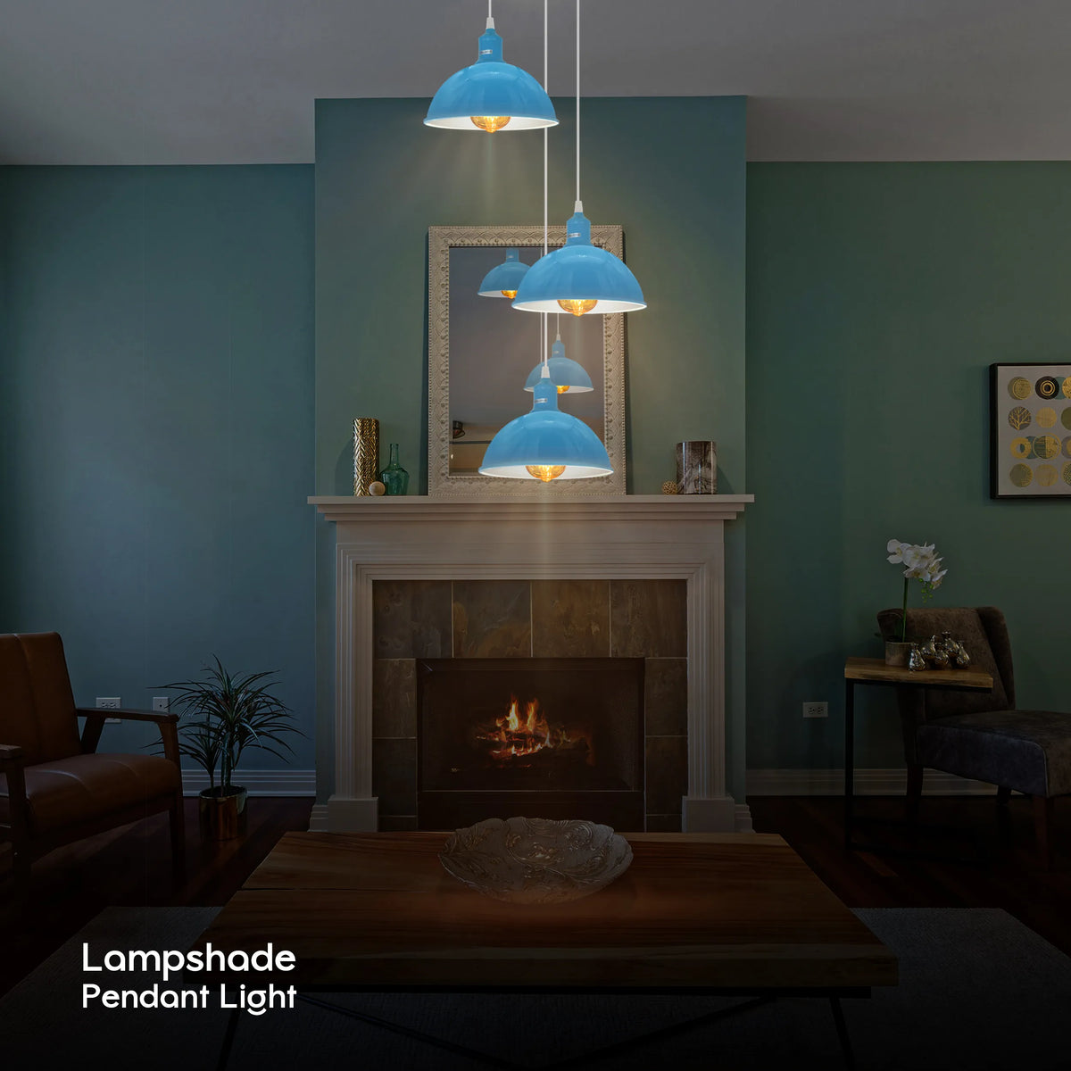 3-Light Cluster Pendant – Coloured Holders & Shades, Plate or Bar