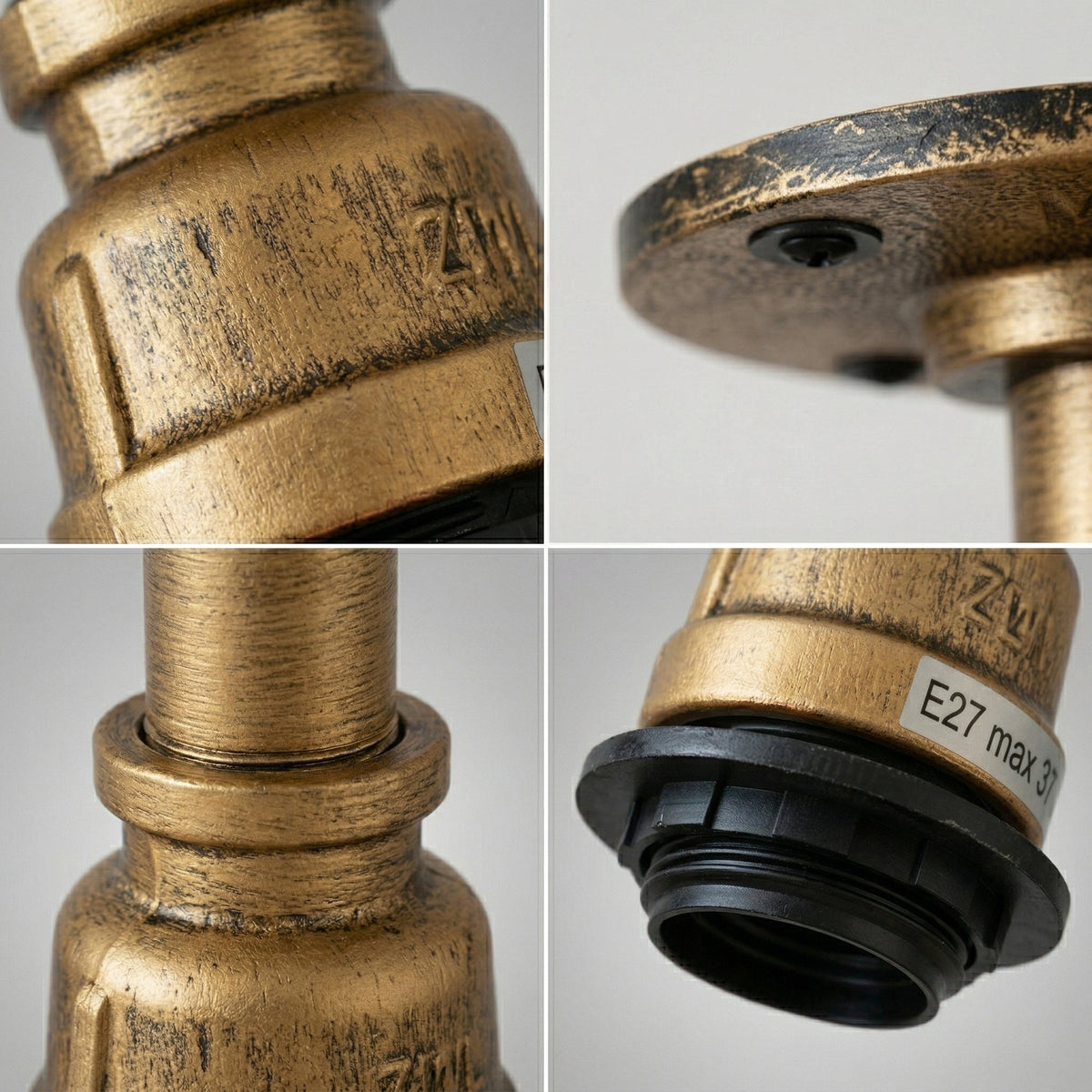Steampunk Pipe Flush Ceiling Light – Black, Copper or Silver, E27 - photo 4